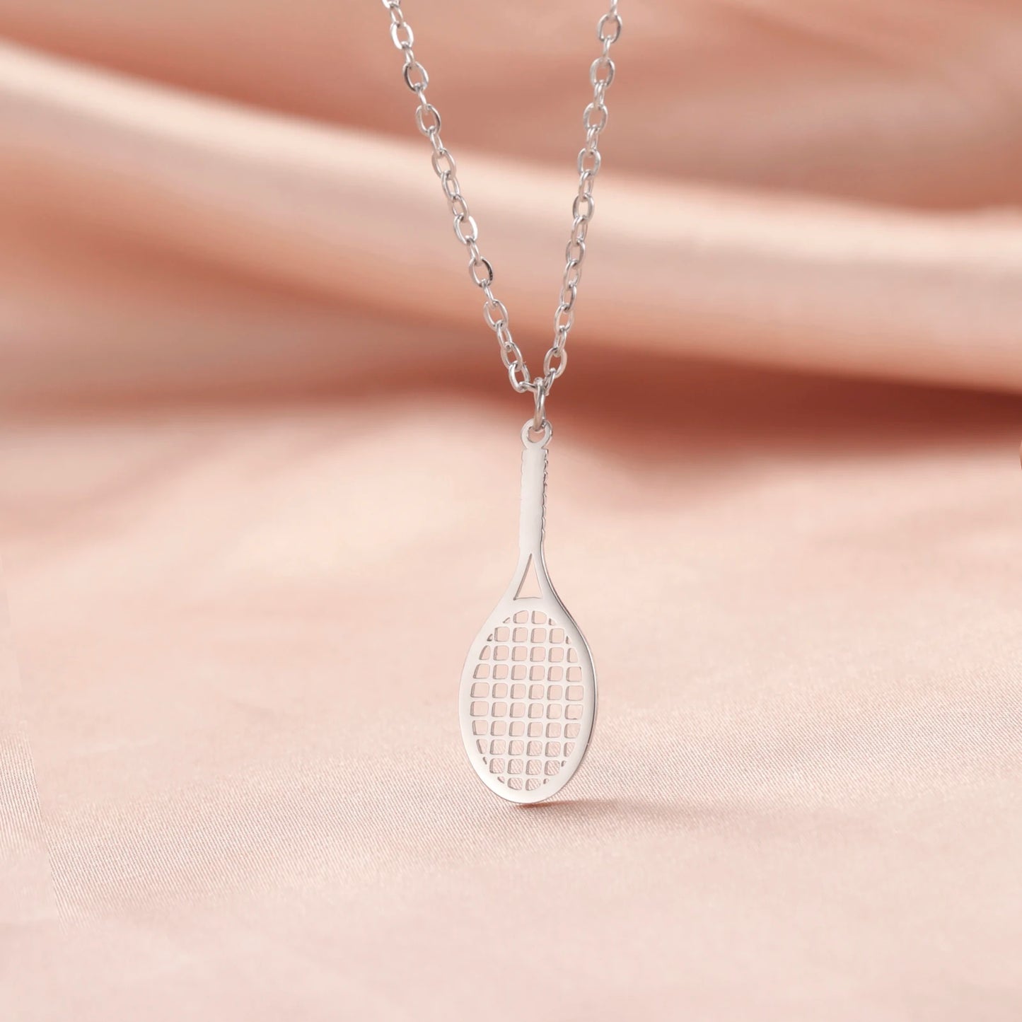 Unift Beach Tennis Racket Necklaces for Sport Girl Stainless Steel Neck Chain Choker Tennis Player Jewelry Women Accessories