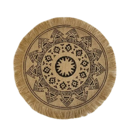 Hemsa 4pcs Bohemian Round Insulated Coaster  with Tassels