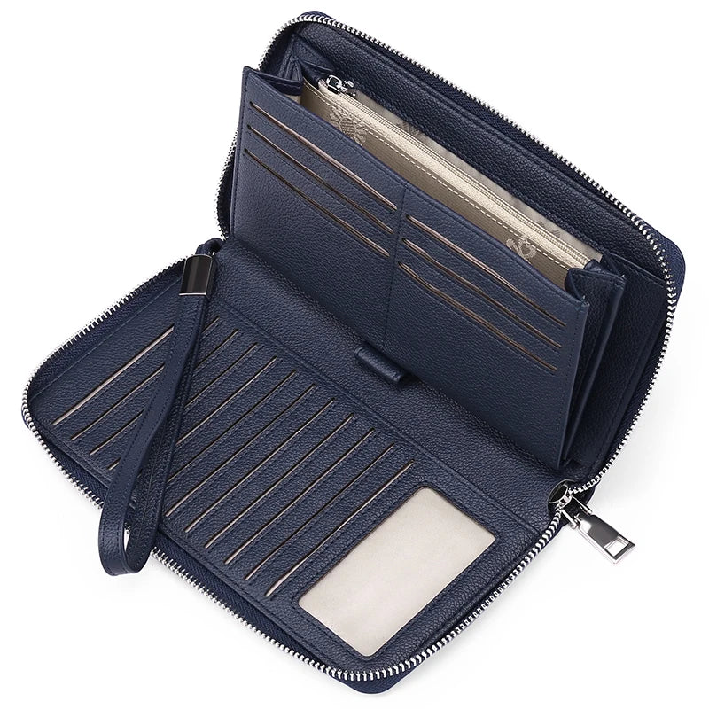 RFID Anti-theft Brush PU Women's Wallet Large Capacity Long European American Women's Multi Card Wallet In Stock Holder Pack Bag