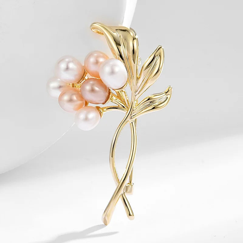 New natural freshwater pearl color bouquet brooch corsage anti-leak buckle