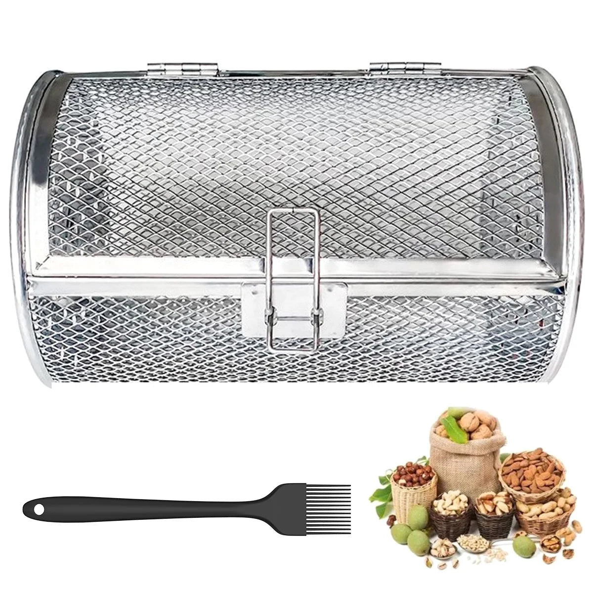 Rotisserie Basket Stainless Steel Rotisserie Grill Basket Oven Round Roaster Nuts Baking Air Fryer Accessories Kitchen Gadgets