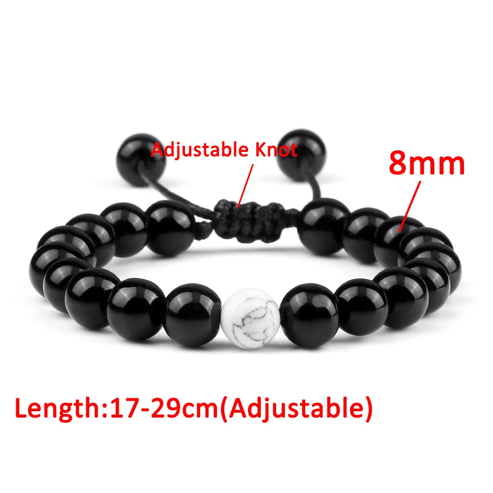 8mm Natural Stone Beads Bracelet for Women Men Handmade Lava Tiger Eye Bangle Woven Adjustable Rope Energy Healing Jewelry Gifts