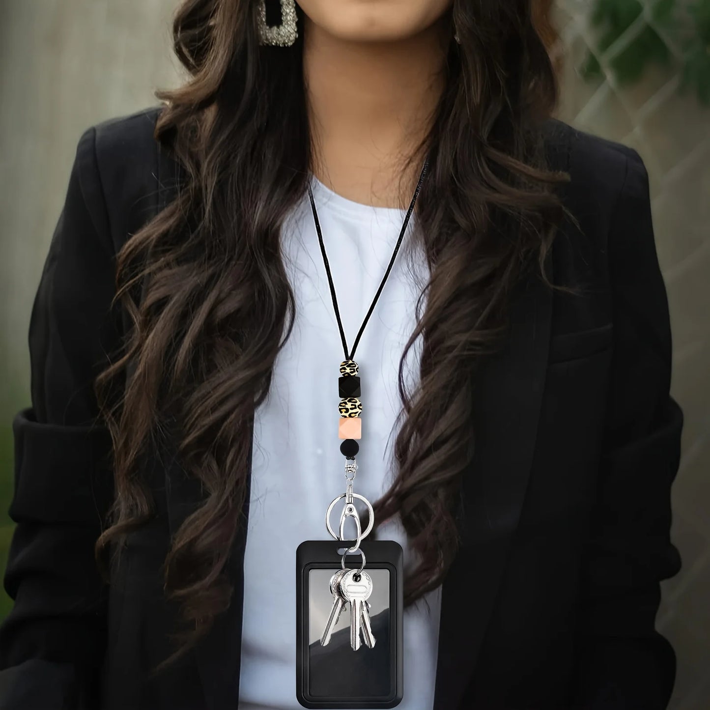 Hemasa Silicone Bead Neck Lanyard with ID Badge Holder for ID Card,Keys,Keychain Great Gifts for Women,Staff Teacher