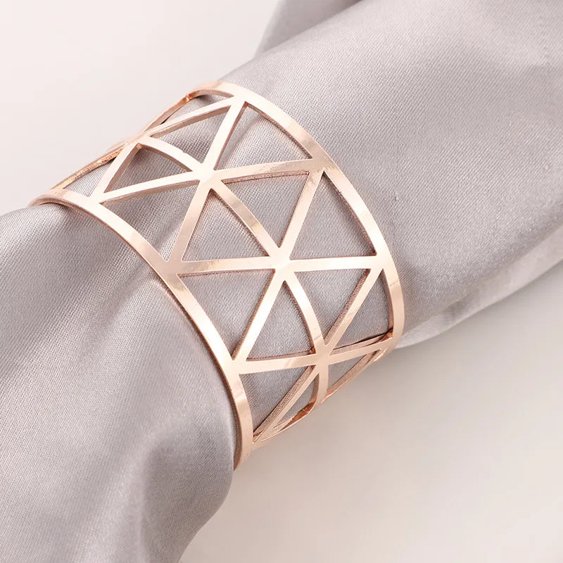 3/6/12Pcs Gold Silver Napkin Ring Hollow Paper Napkin Buckles Napkin Holder Birthday Wedding Christmas Party Decor Dinner Table