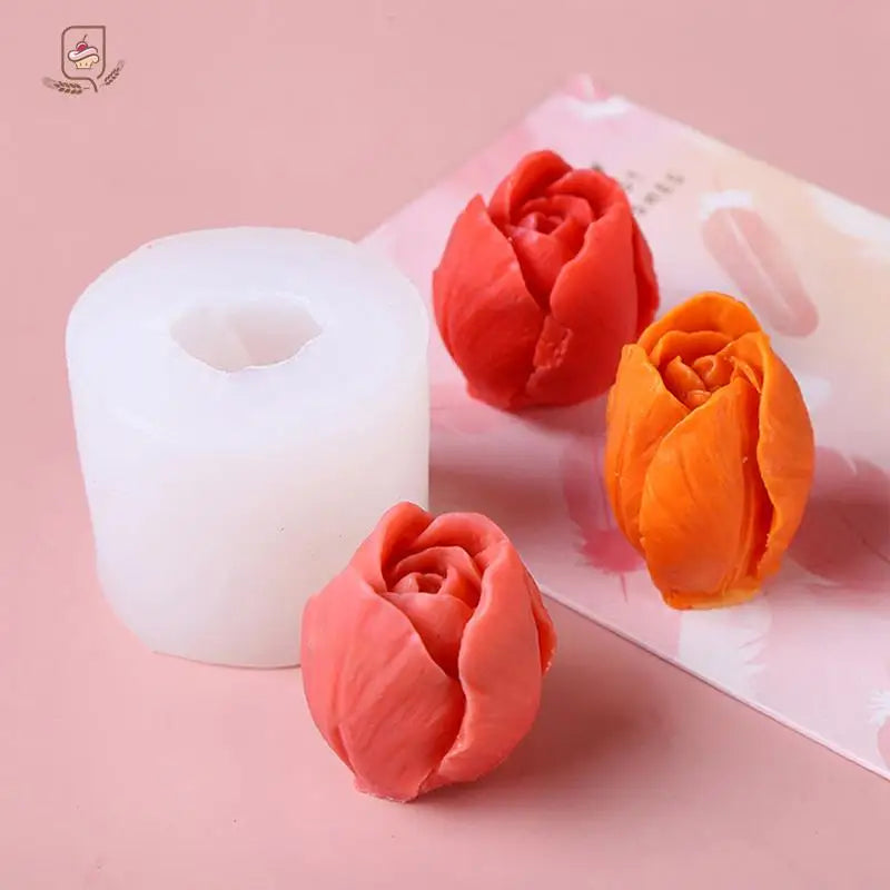 High Quality Tulip Bud Mold Silicone 3d Candle Soap Mold Diy Flower Candle Epoxy Mold Aromatherapy Wax Soap Mold
