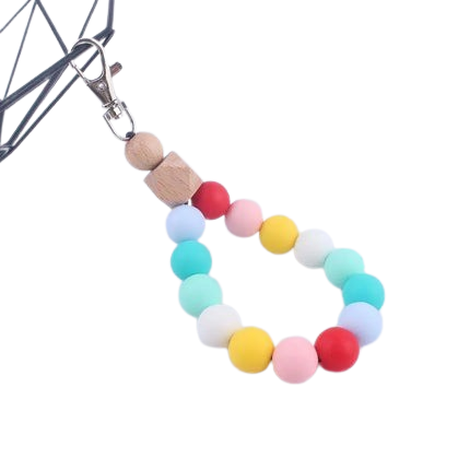 Hemasa Silicone Round Beads Keychain Wristlet Bracelet Keyring For Women /Car Bag Key Chain Jewelry