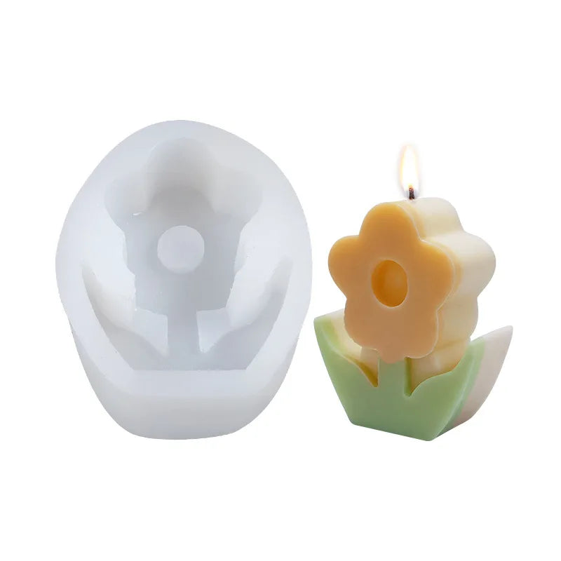 Tulip Candle Silicone Mold 3D Flower Sunflower Handmade Aromatherapy Candle Mould DIY Handmade Home Decoration