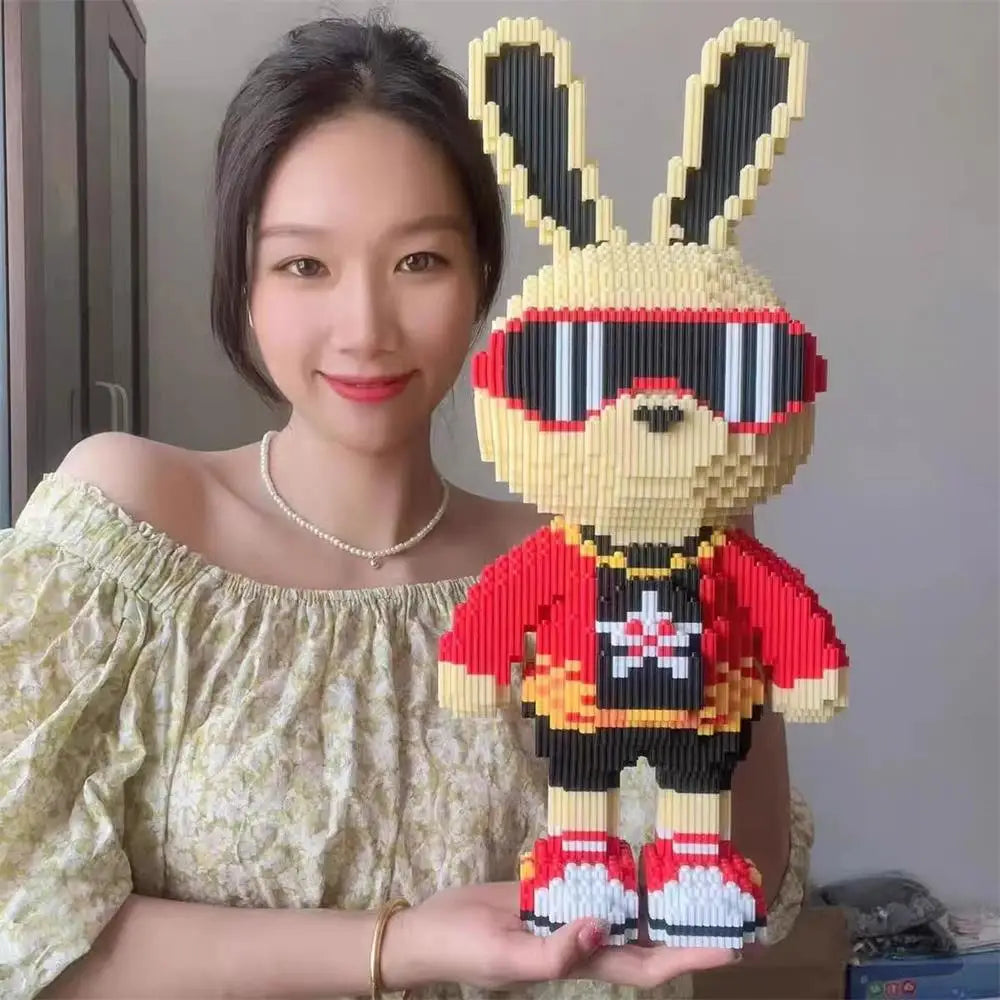 45cm Height 3D Puzzle Graffiti Rabbit Toys Micro Mini Blocks Animal Building Blocks Set 5800 Pieces Model Set for Display Toys