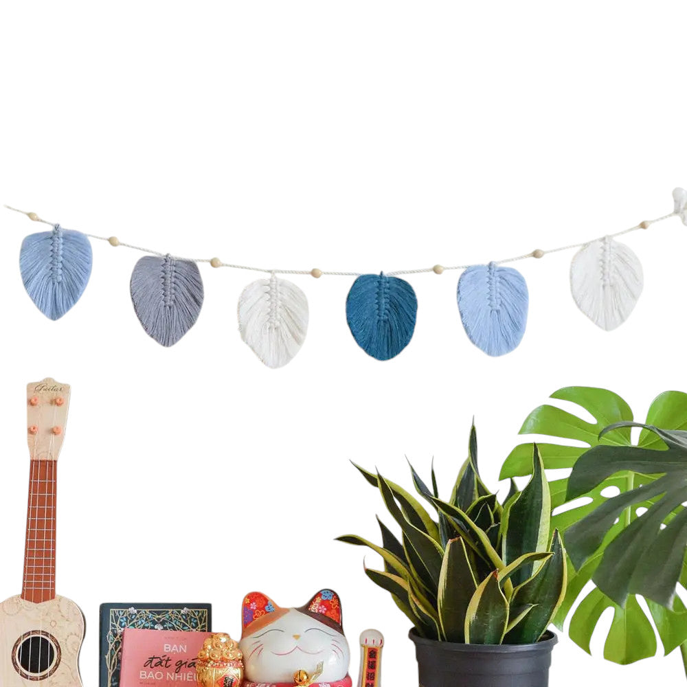 Hemasa Hand Woven Leaves Flags Tapestries Photo Props Ins Colorful Children's Room Background Wall Decorations Birthday Party Banner