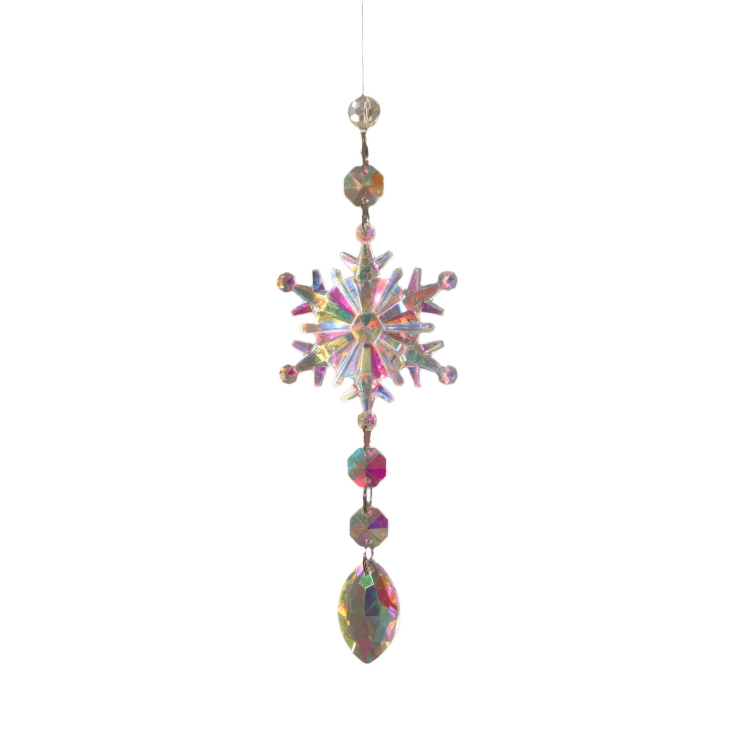 Hemasa Suncatcher Crystal Snowflake Stained Glass Rainbow Maker Hanging Crystal Garden Decoration Outdoor Christmas Decoration Gift