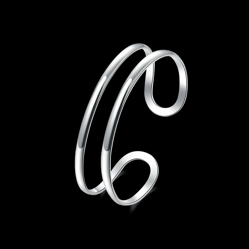 High quality 925 Sterling silver Double line bangle For Man Women adjustable Bracelet fashion party wedding streetwear Jewelry