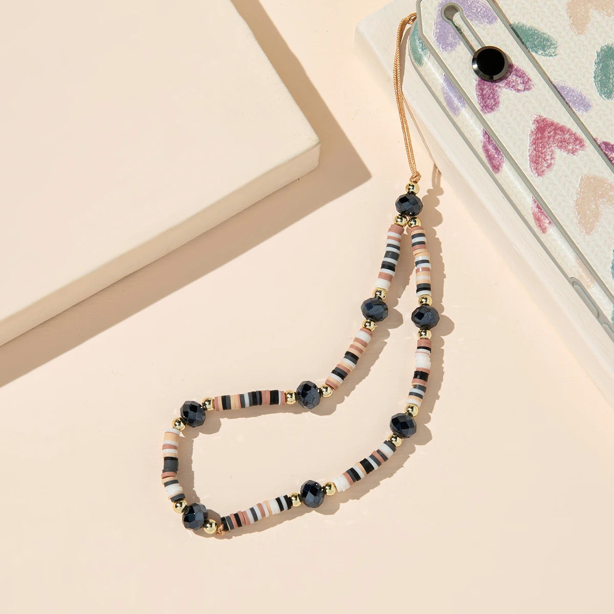 Mobile Phone Strap Silicone Bead Chain Flower Pendant Soft Pottery Bead Chain for Cell Phone Case Hanging Cord Necklace Lanyard