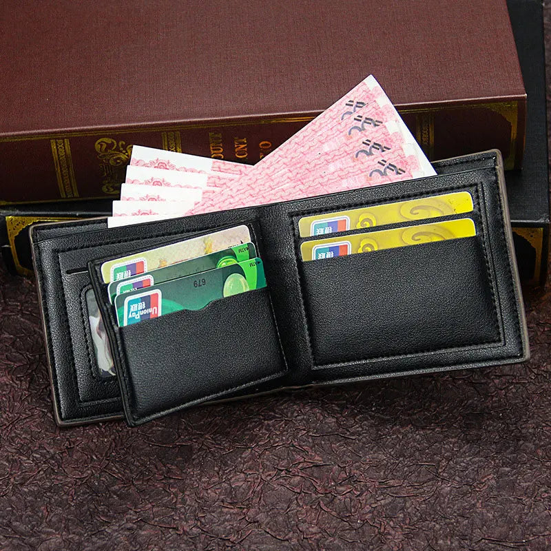 New men's wallet short fashionable casual spliced multi card slot three fold bag men's wallet business wallet