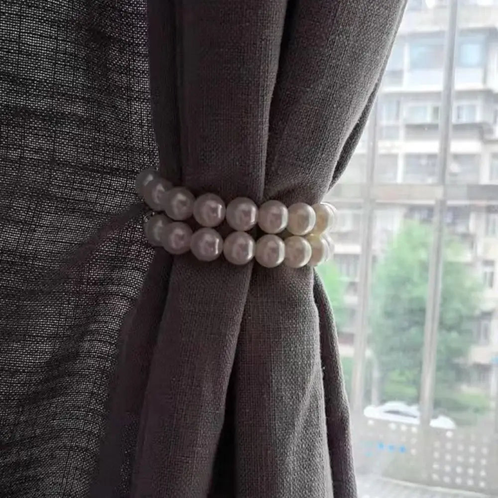 Punch-free Pearl Curtain Magnetic Buckle Europe Style Easy to Use Pearl Curtain Tieback Elegant Magnetic Curtain Strap