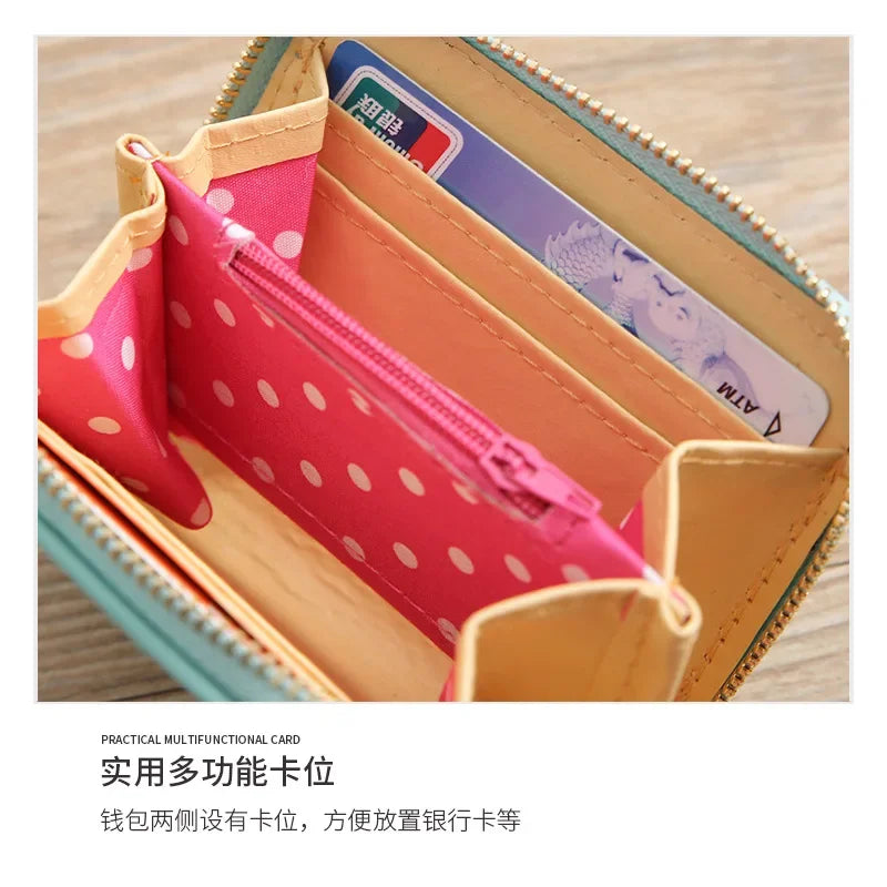 New Korean Fashion Small Wallet Women's Bow Cute Purse Zipper Mini Wallet Coin Purse Change Bag Coin Pouch Credit Card Holder