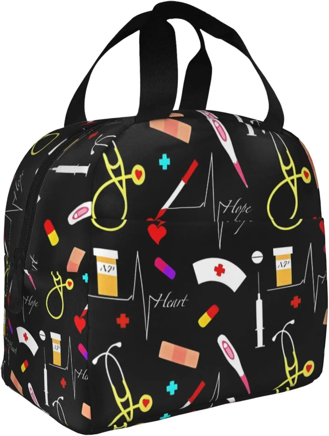 Hemasa Reusable Insulated Lunch Bag Leakproof Portable Lunch Box with Side Pocket for Work Picnic Travel