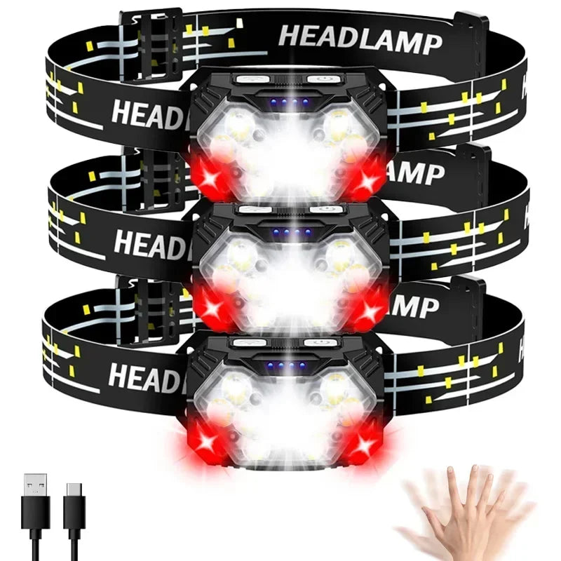 Hemasa 9 Led Strong Light Headlamp USB Rechageable Motion Sensor Headlight Portable Fishing Camping Outdoor Head Lamp Work Flashlight