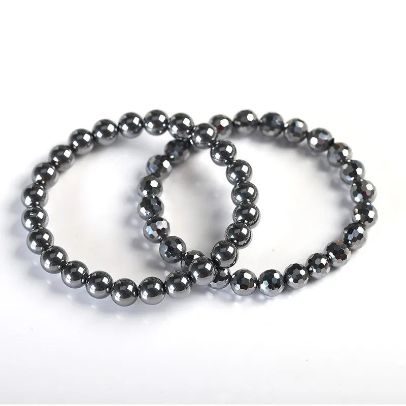 Ntural Black Shine Terahertz Round Beads Stone Beads Bracelet Women in 6/8/10mm