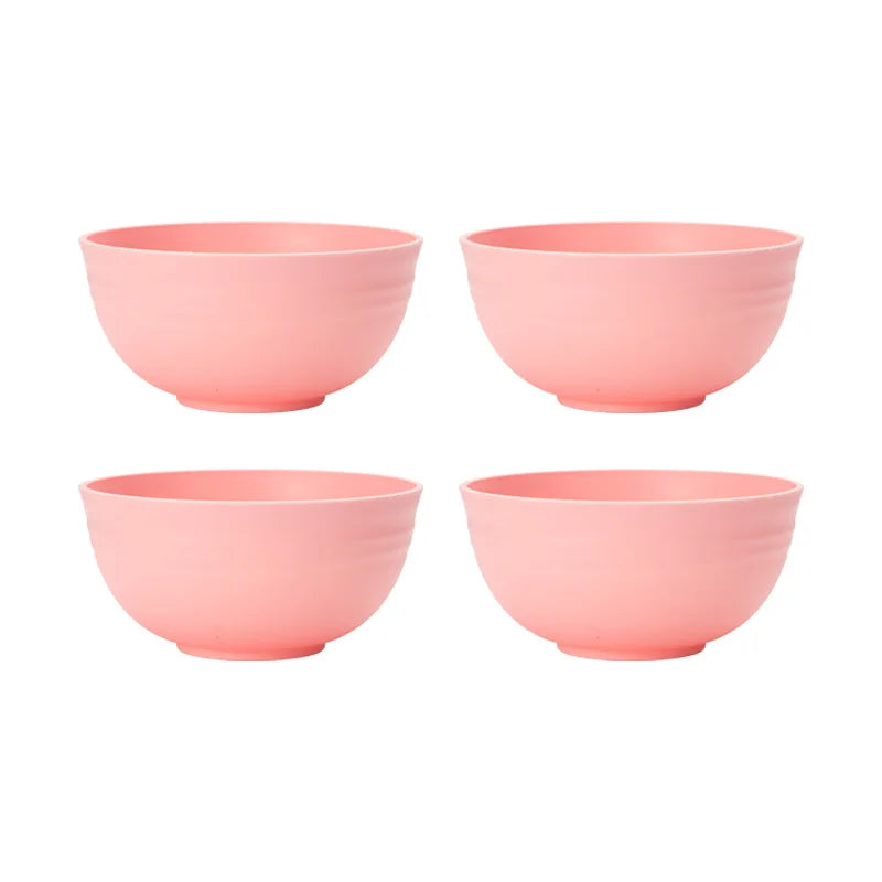 Hemasa 4/6/8pcs Pink food bowl Reusable plastic cutlery for dessert snacks Portable camping food bowls for going out