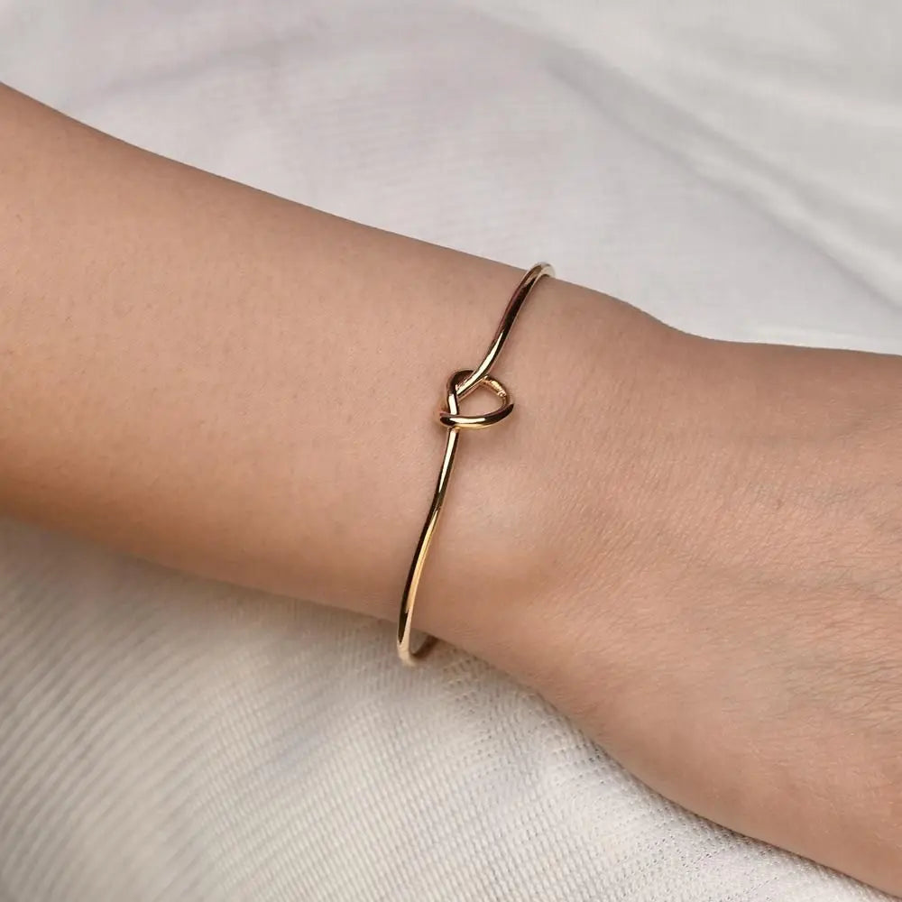 Love Knot Bracelets Thank You Bridesmaid Proposal Gifts Wedding Party Favers Tie The Knot Open Cuff Bangles for Women Girls