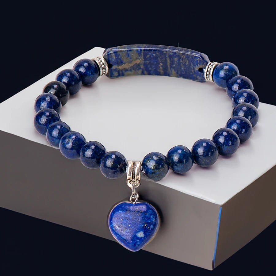 Natural Stone Crystal Bracelets Strand Heart Italian Charm Beaded Matching Love Moonstone Jade Summer For Women Jewelry Gift