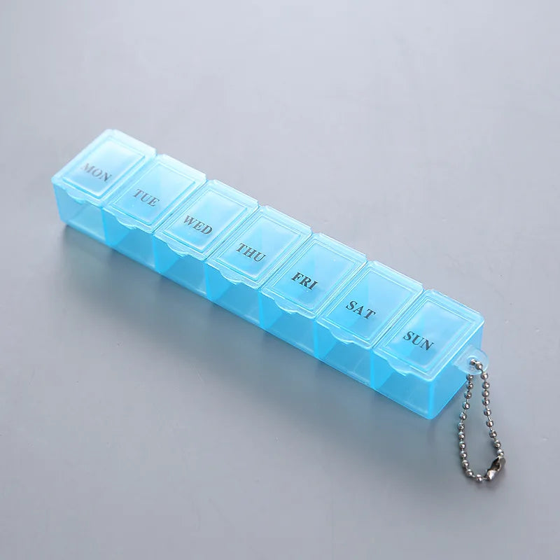 1PC/2PCS Mini Rectangular Pill Box Portable Transparent Seven Bars Moisture-Proof Pill Box Seven Days A Week