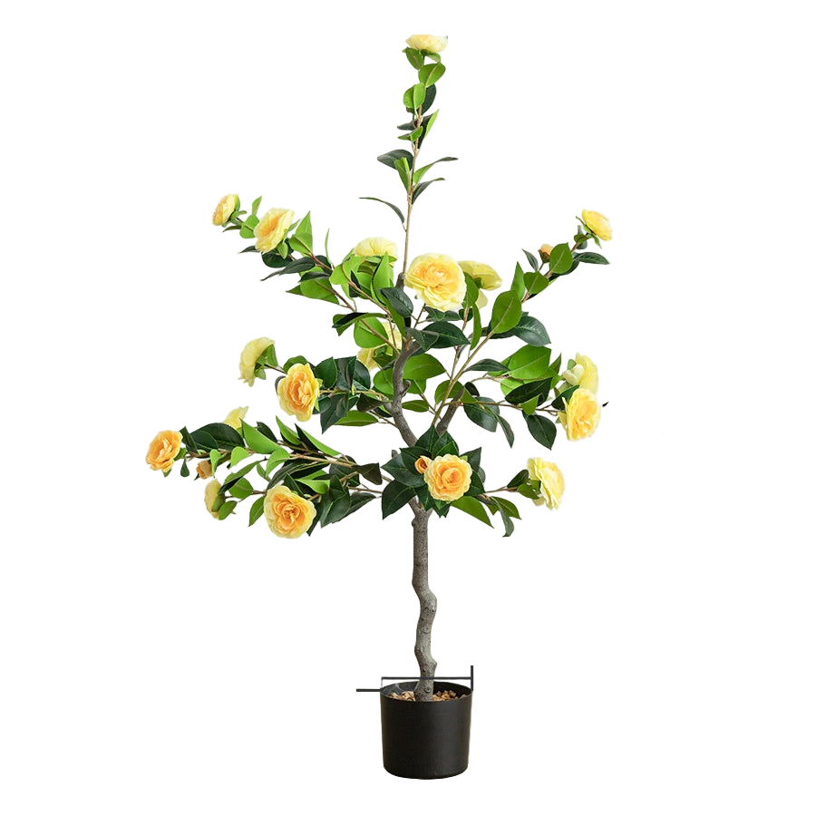 Tejesa Artificial Tree Artificial Camellia Tree 120cm/47.24in Fake Bonsai Plant Removable Fake Flower Tree Party Christmas Home Decor