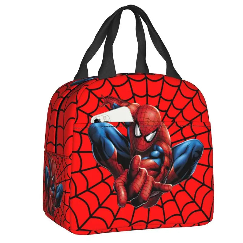 Custom Spider Man Lunch Bag Portable Cooler Thermal Insulated Lunch Box for Outdoor Camping Travel Multifunction Food Bento Box