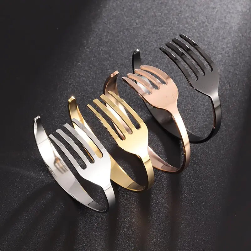 Alternative Creative Design Fork Men's Bracelet Women's Stainless Steel Cuff Open Bracelet Fun Fashion Accessories Gift