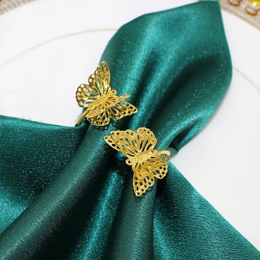 12Pcs Gold Napkin Rings Metal Butterfly Napkin Rings Holder for Dinner Party Wedding Christmas Gathering Table Decoration HB252