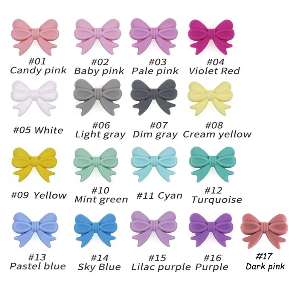 5/10/20Pcs Bow Silicone Beads Silicone Bow Tie Beads For Jewelry Making DIY Pacifier Chain Bracelet Necklace Accessories