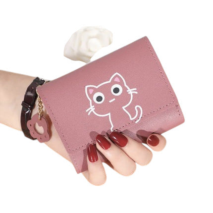 Hemasa Women's Cute Cat Wallet Female Small Short PU Leather Purse Ladies Card Holder Money Bag Hasp Creative Fashion Wallet Girls Gift