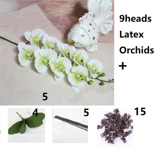 1 Set High Grade Artificial Orchids Arrangement Latex 3Dprint Real Touch Large Size Luxury Table Flower Home Hotel Decor No Vase