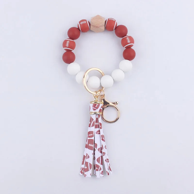 Hemasa Silicone Round Beads  Keychain For  Women Wristlet /Bracelet Keyring For Anti-Loss Lobster Clasp Keychain Jewelry