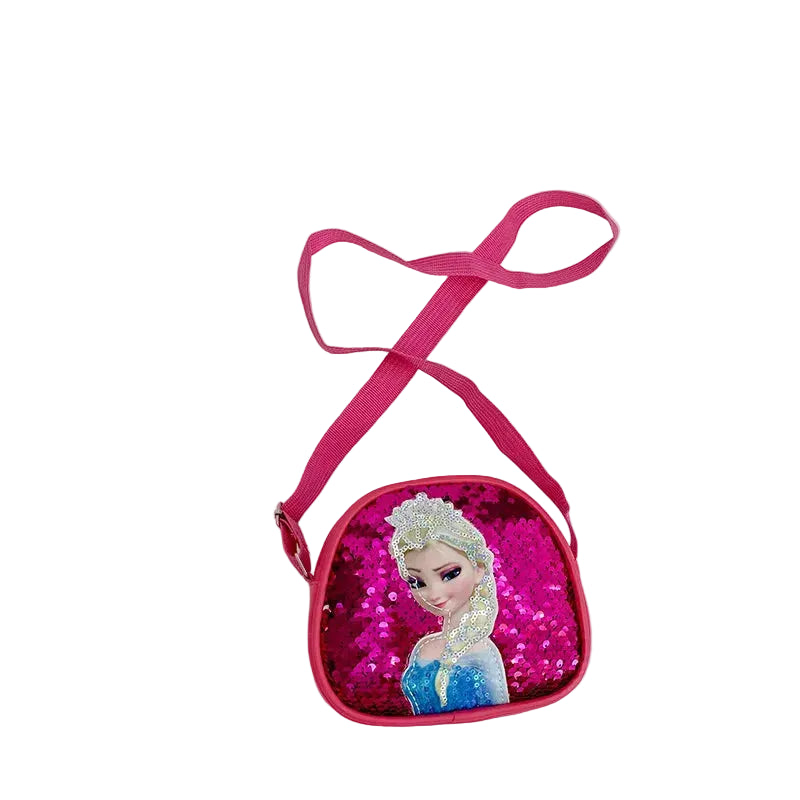 Tejesa Children's Bag Girls Bag Disney Princess Elsa Sequins Personality Children's Casual One Shoulder Bag Messenger Bag