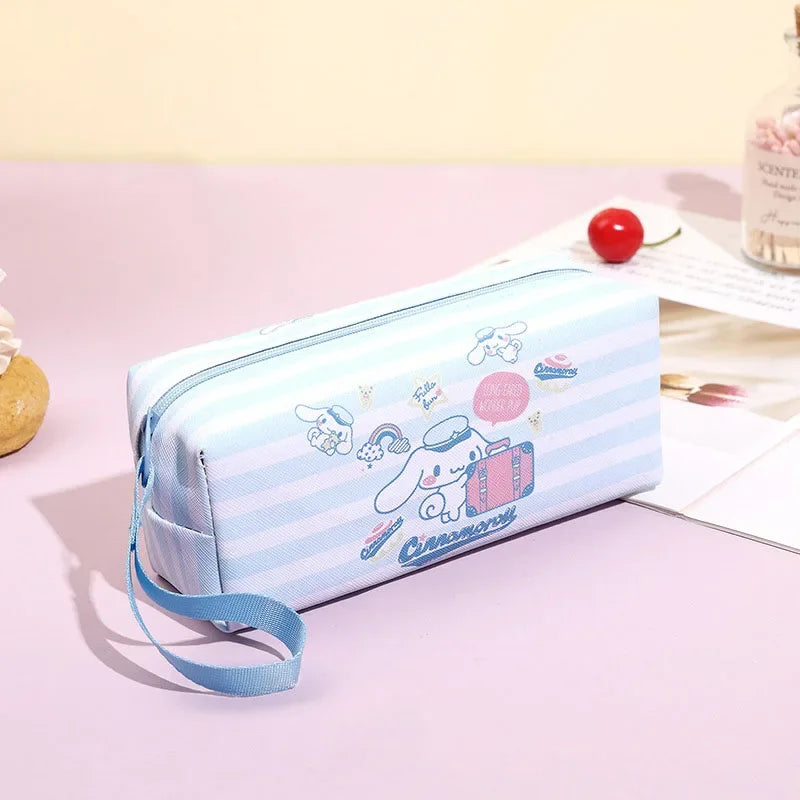 Sanrio Student Pencil Case for Girl Women Cinnamoroll Hello Kitty Kuromi Melody Storage Bag Waterproof Portable Cosmetic Bag