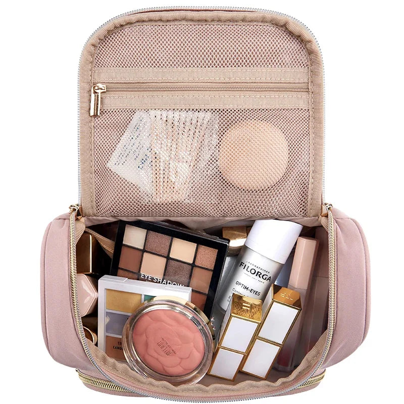 Hemasa Travel Makeup Bag/ Make Up Organizer Case Large Open Pouch for Women / Cosmetic bag for Toiletries