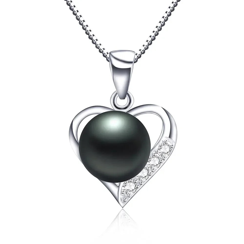 YWYC 9-10mm Natural Freshwater Pearl Love Pendant Necklace for Lover Heart 925 Sterling Silver Chain Necklace 2025 New Arrivals