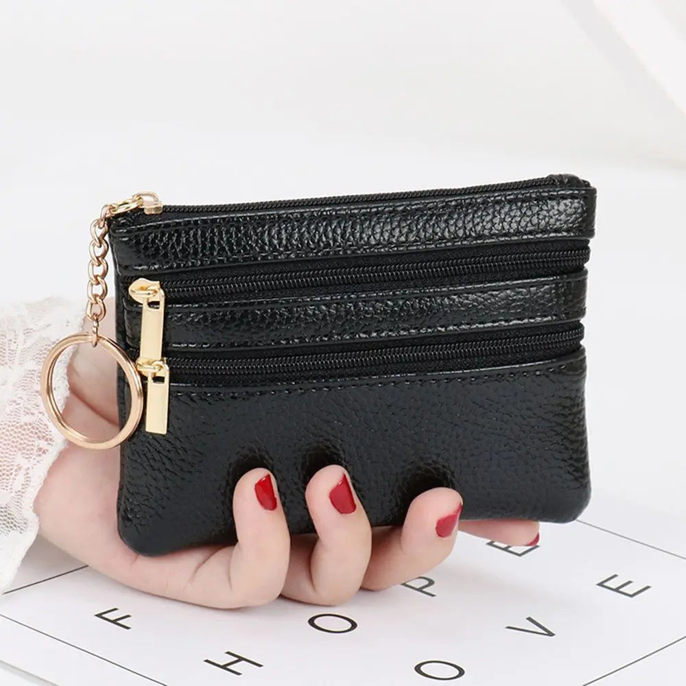 Hemasa Women Wallet Clutch Three Zip Female Short Small Coin Purse / Soft Mini Card Holder Wallet Money Bag