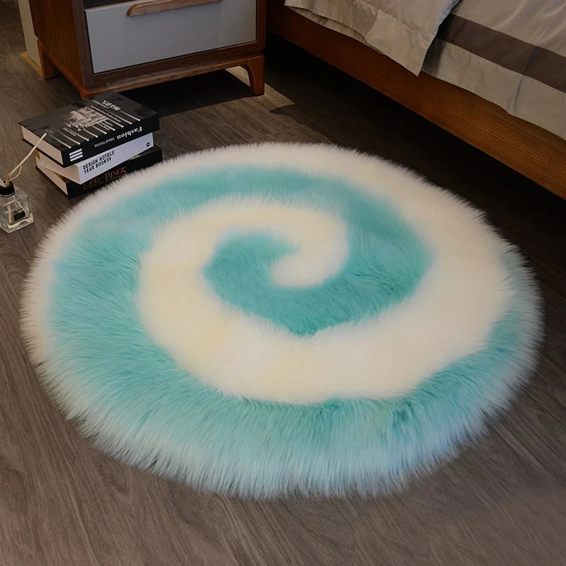 Soft Fluffy Faux Fur Rug Washable Mat Living Room Bedside Shaggy Fur Rugs Small Round Carpets Bedroom Floor Cushion Mats
