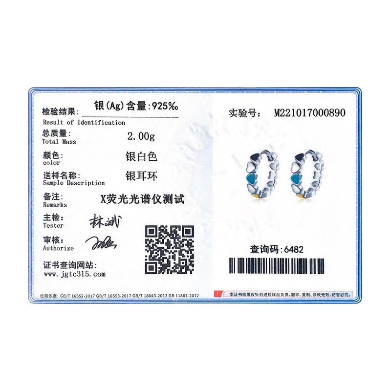 Modian Real 925 Sterling Silver Multicolour Enamel Hoop Earrings Love Hearts Ear Buckles For Women Original Design Fine Jewelry