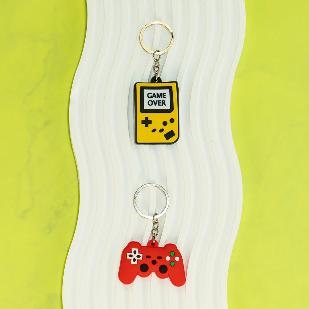 50PCS PVC Keychain Cute Gamepad Colorful Joystick Keyring Wholesale Custom Key Chain for Car Key Accessories Gadget for Man Gift
