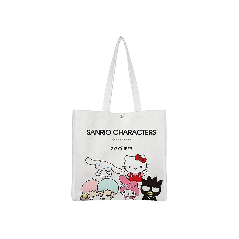 Sanrio Canvas Bag Cartoon Pure Cotton Hello Kitty Shopping Bag Cinnamoroll Tote Bag Student Storage Bag One Shoulder Cotton Bag