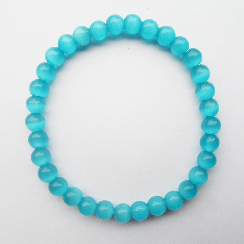 official-website tiki по 1 грн все Natural DIY 6MM Blue Cats Eye Bracelet Women Semi Precious браслет Beaded Pulseras Jewelry