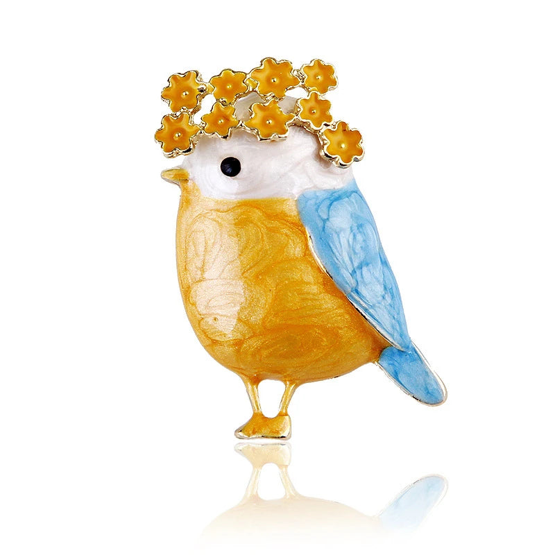 Fashion Cute Flower Wreath Small Bird Brooches For Women Animal Brooch Pins Costume Coat Corsage Suit Scarf Dress Jewelry Gift