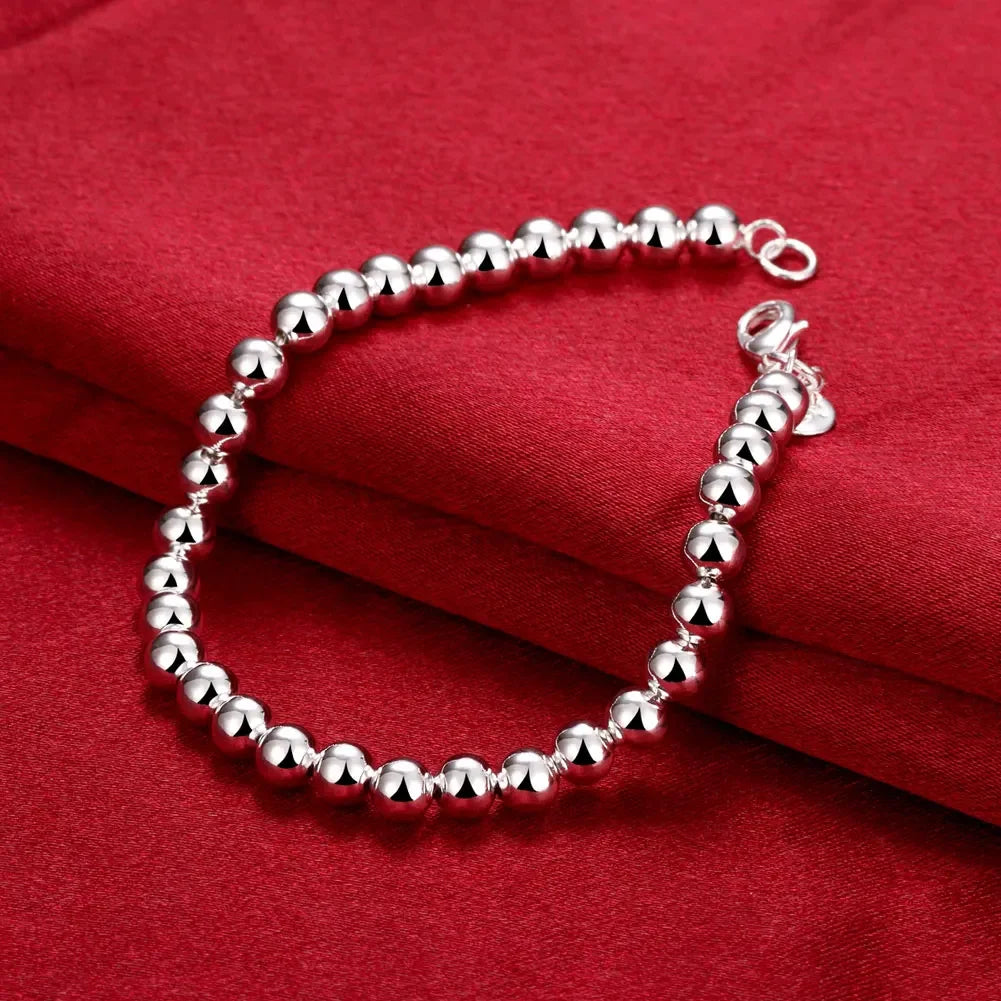 SAIYE 925 sterling silver 6mm beads chain Bracelet for men woman luxury Fashion Party Wedding Accessories Jewelry Christmas Gift