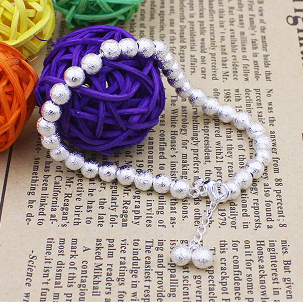 925 Sterling Silver 5MM Bead Frosted Exquisite Bracelet For Women Fashion Engagement Wedding Charm Jewelry Fashion Party Gifts
