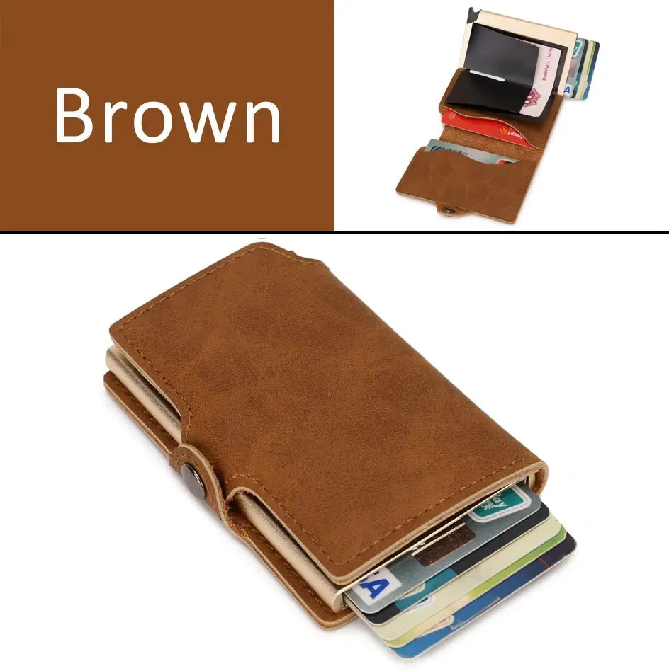 New Minimalist Male Leather Wallet RFID Protection Pop-up Card Holder Hot Christmas Gifts For Woman Purse Money Clip