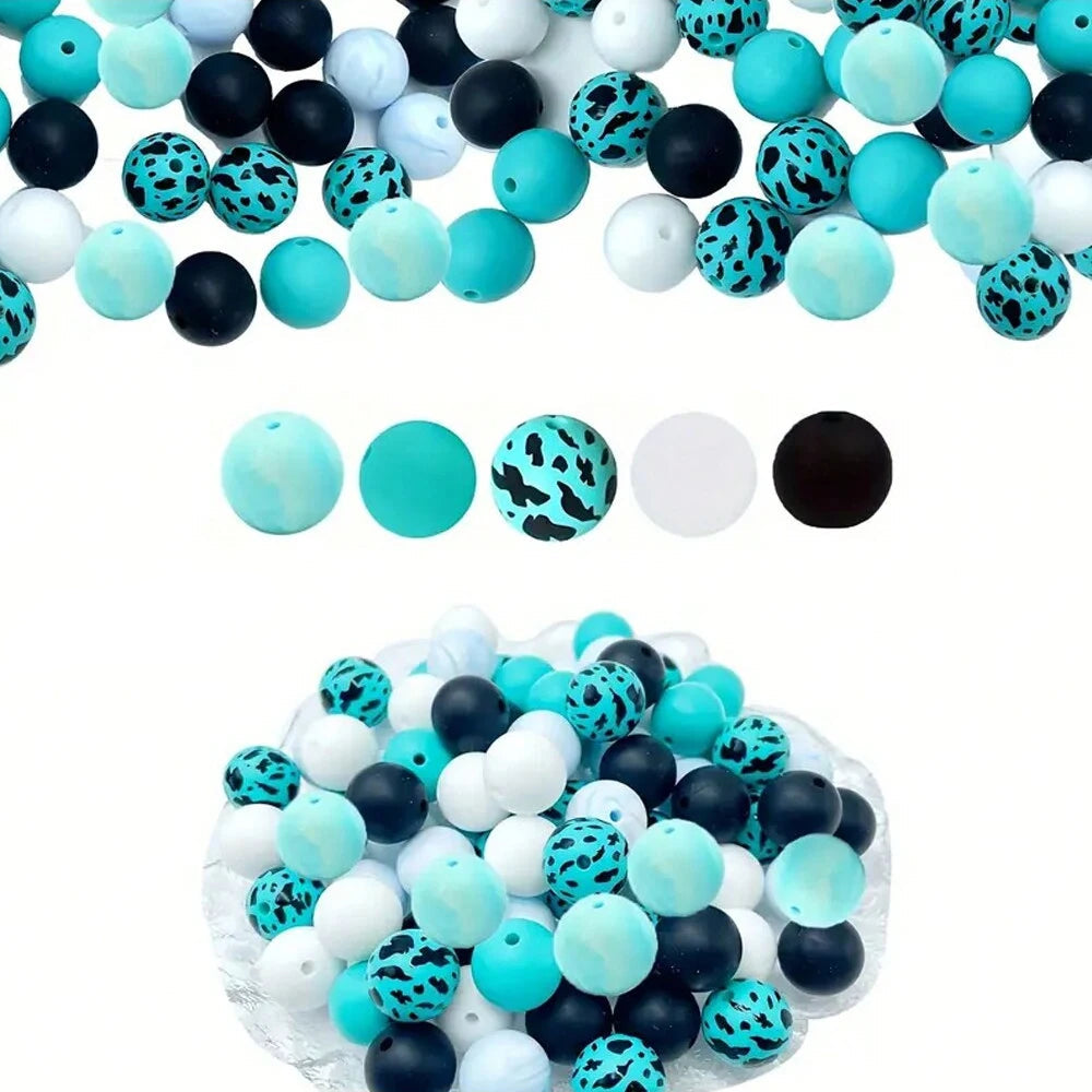 Hemasa 50PCS colorful silicone bead combination, suitable for DIY jewelry, bracelets, necklaces, keychains, bead pens and othes