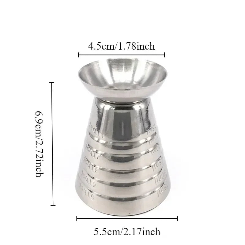 1pc Bar Cocktail Glass Mixed Drink Measure Cup 75ml Stainless Steel Cocktail Shaker 3in1 Measure Jigger Bar Party Accessories